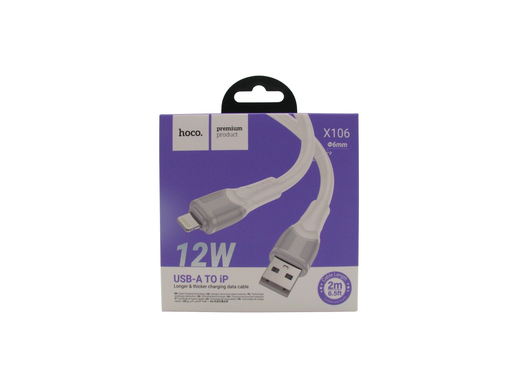 Câble hoco. Lightning vers USB – 2m (Blanc)