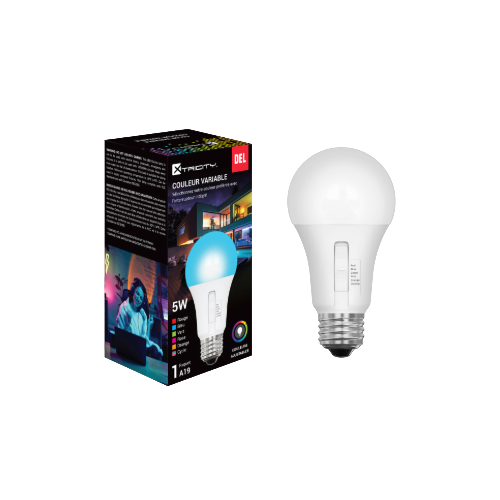 Ampoule DEL A19 – Couleur variable – 5W – 120V