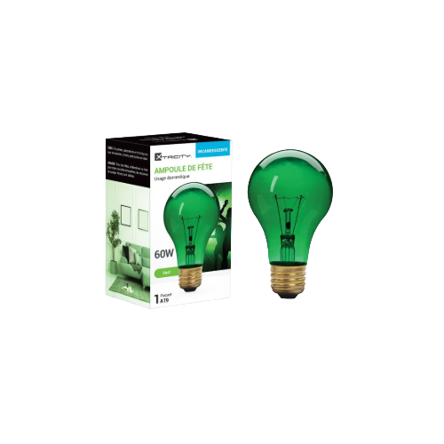 Ampoule incandescente – A19 – 60W – Verte