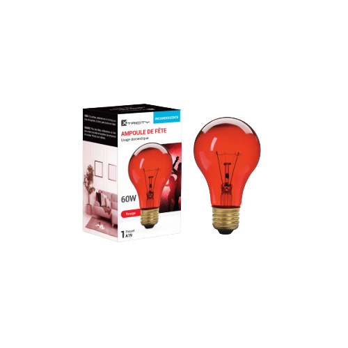 Ampoule incandescente – A19 – 60W – Rouge