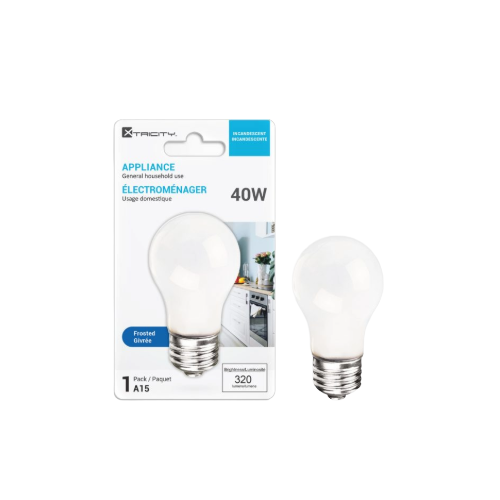 Ampoule incandescente A15 – 40W – E26 – 130V – Givrée