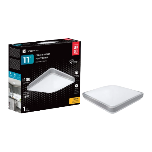 Plafonnier DEL carré – 11″ – 15W – 3000K