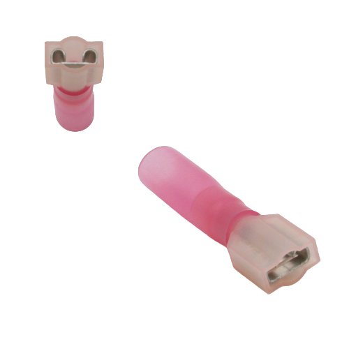 Terminal à lame femelle isolée thermorétractable double baril – .250" – 22‑16 AWG – Paquet de 10