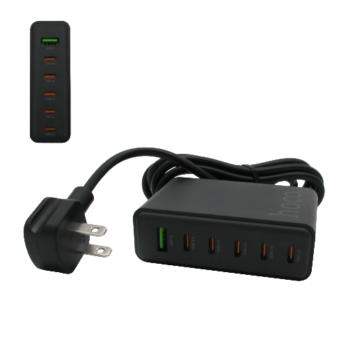 Chargeur multiple 70 W – 5 USB‑C + 1 USB‑A