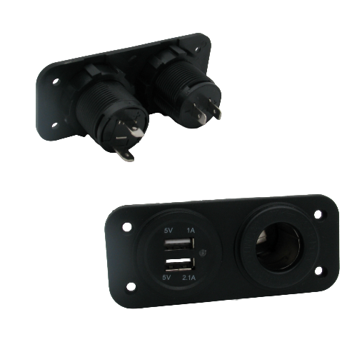 Ensemble prise 12 V + USB avec montage