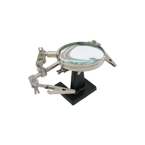 Support avec deux pinces et loupe intégrée