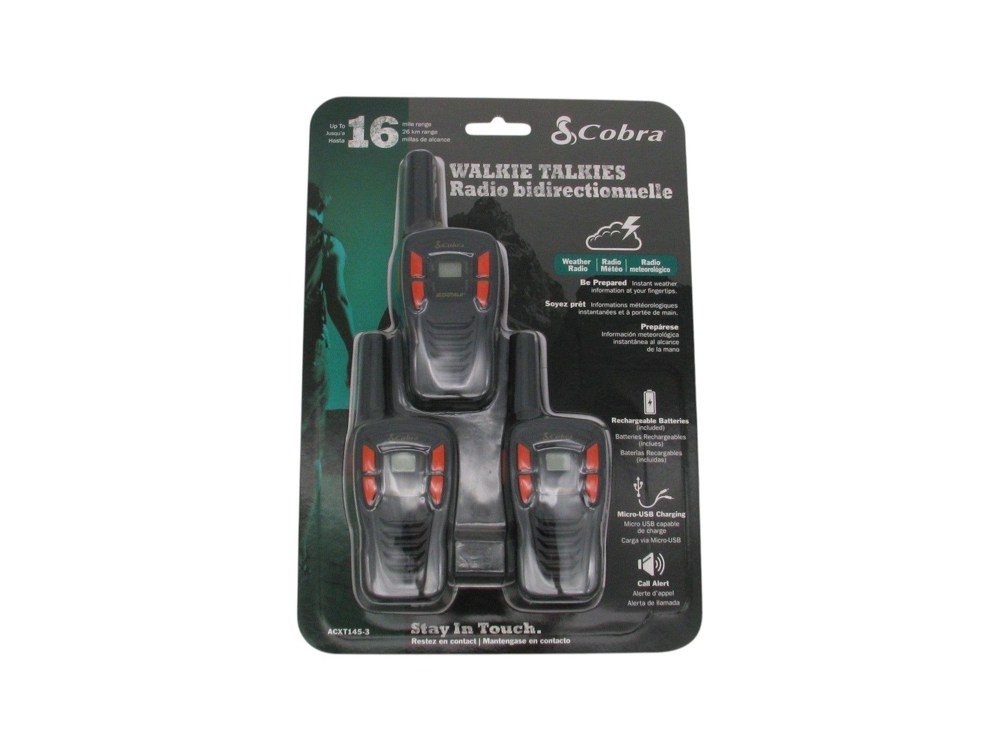 Cobra ACXT145-3 – Kit de 3 Talkies-Walkies FRS